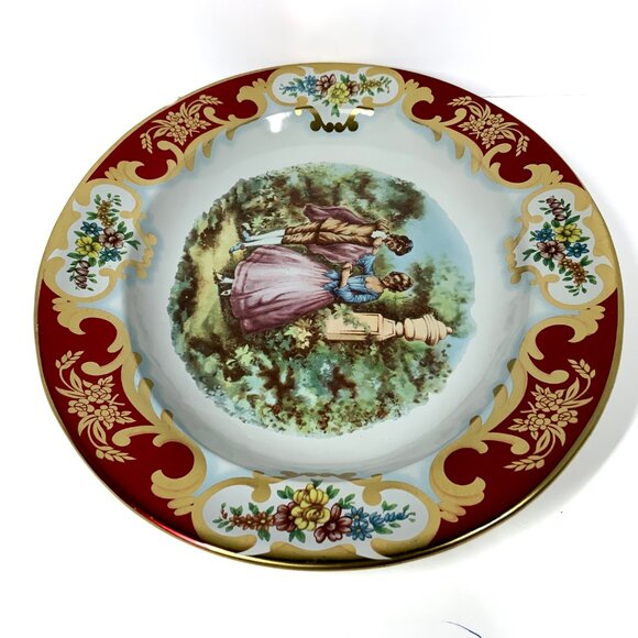 Mid Century Daher Decorated Ware Metal Retro Tin Tray Victorian Couple In Park - Picture 7 of 10